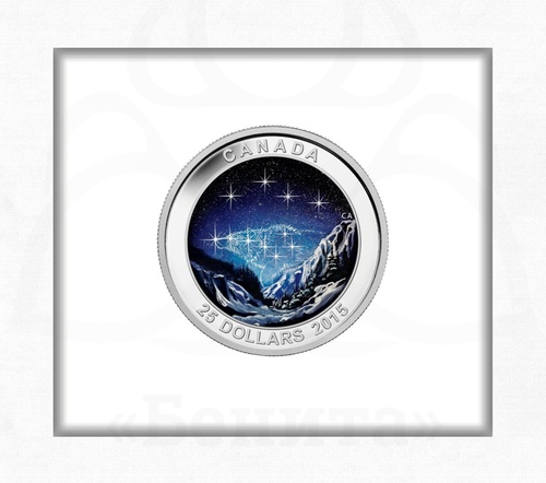 Редкая монета 25 канадских долларов 2015 г. Звездная карта Большая Медведица Ночное небо купить в салоне Бенита